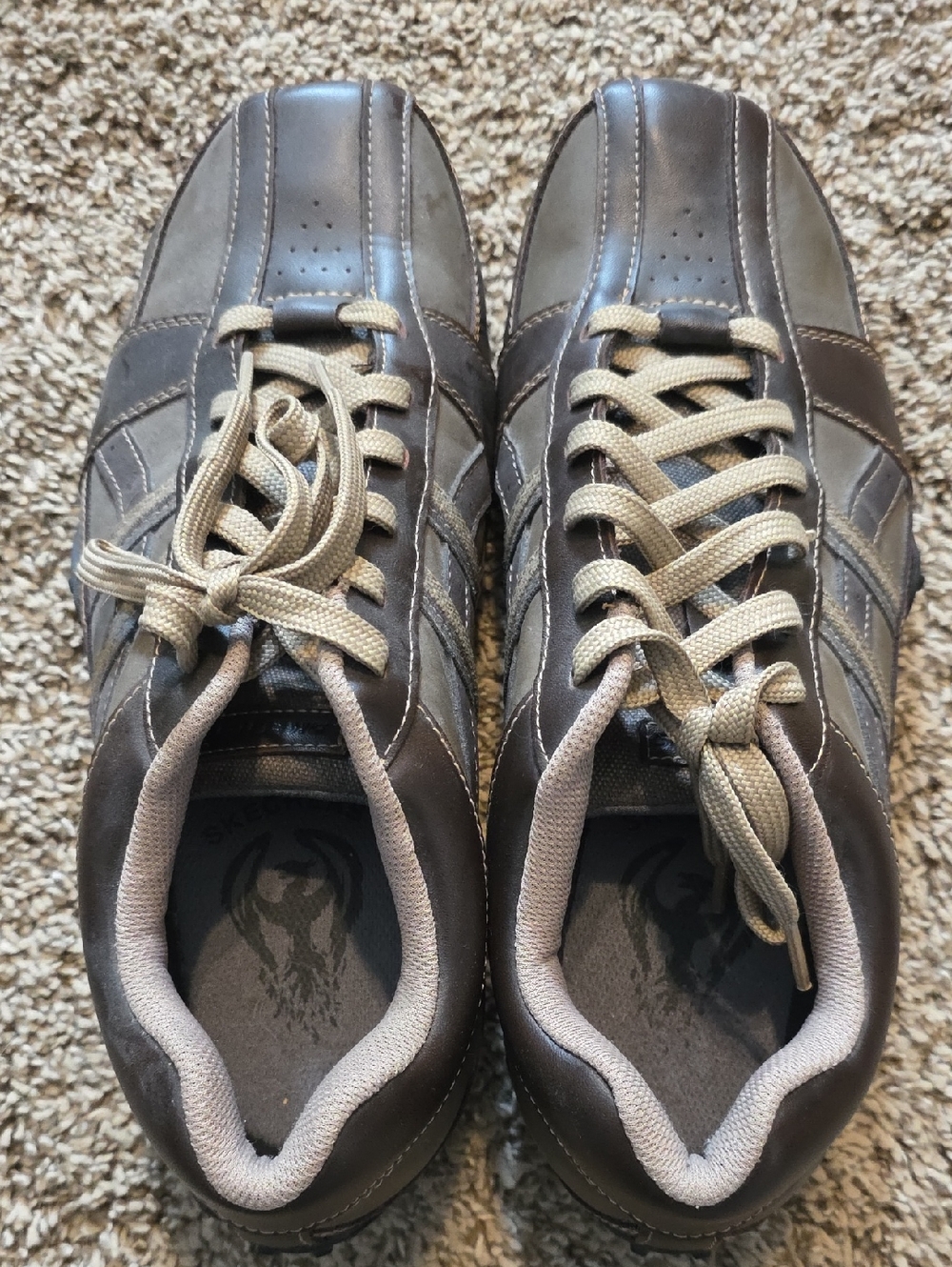 Skechers Men's Brown and Tan Lace-Up Sneakers
